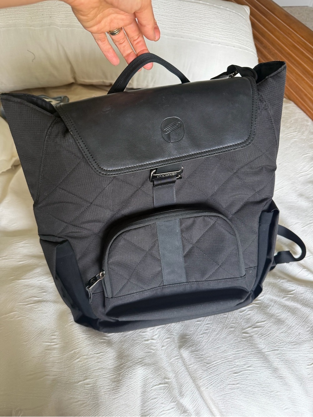 Paperclip Willow Black Quilted Diaper Bag Backpack Changing Station